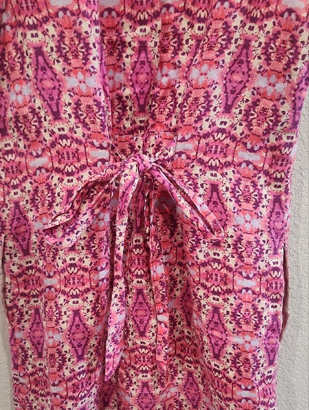 Cynthia Rowley Pink Geometric Sleeveless Shift 100% Linen Designer Colorful Dres - Picture 8 of 9